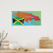 Kingston Jamaica-kaart en -vlag Poster (Keuken)