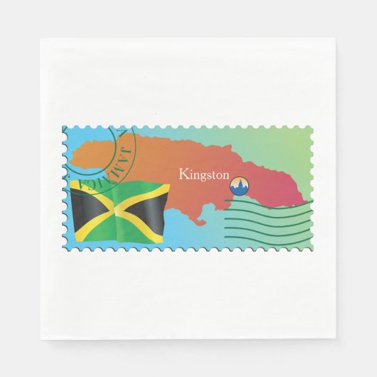 Kingston Jamaica-kaart en -vlag Servet (Voorkant)