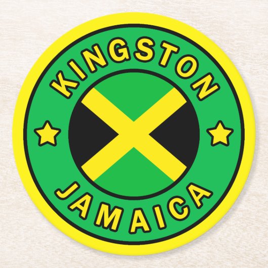 Kingston Jamaica Ronde Kartonnen Onderzetter (Voorkant)