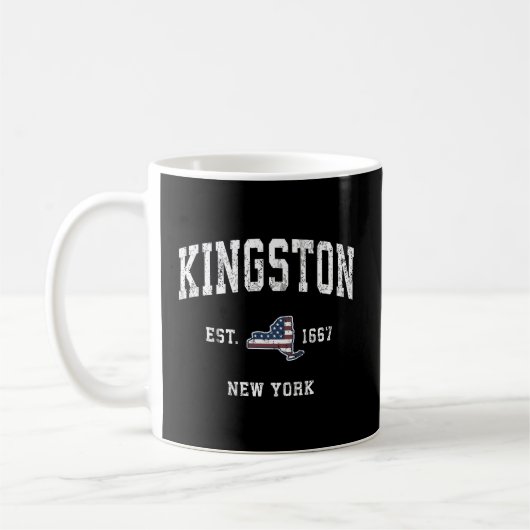 Kingston New York NY Amerikaanse Vlag Sport Koffiemok (Links)