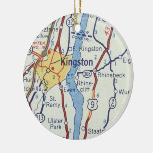 Kingston NY  Map Keramisch Ornament (Links)