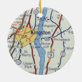 Kingston NY Map Keramisch Ornament