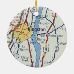 Kingston NY  Map Keramisch Ornament