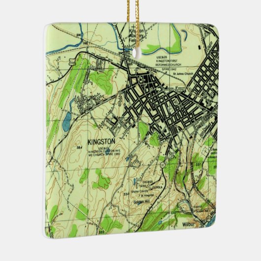 Kingston NY  Map Keramisch Ornament (Rechts)