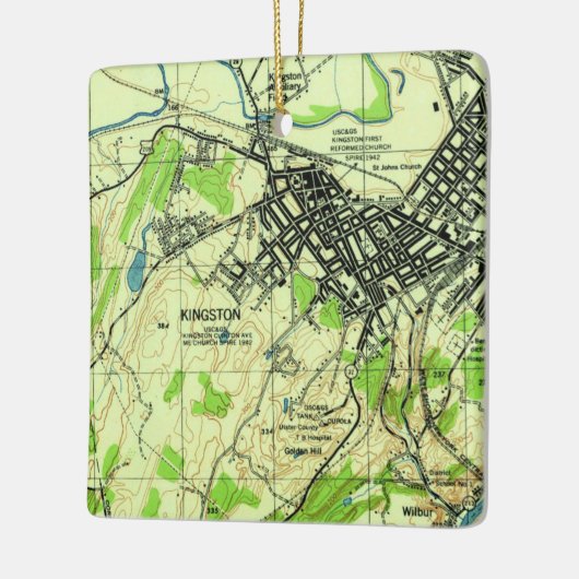 Kingston NY Map Keramisch Ornament (Links)