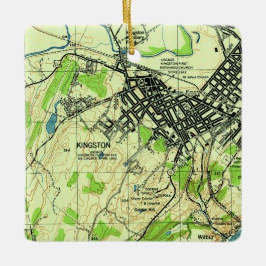 Kingston NY  Map Keramisch Ornament (Voorkant)