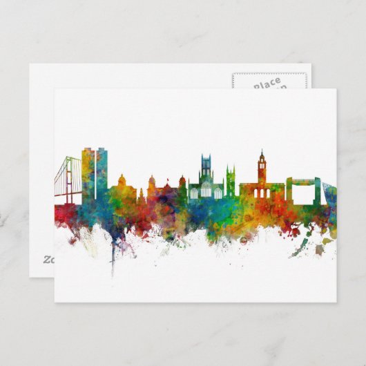 Kingston on Hull England Skyline Briefkaart (Voorkant / Achterkant)
