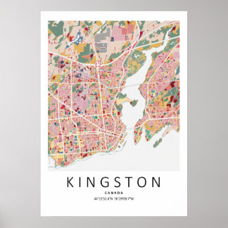 Kingston Ontario Kaartposter | Moderne Stads Muurk Poster