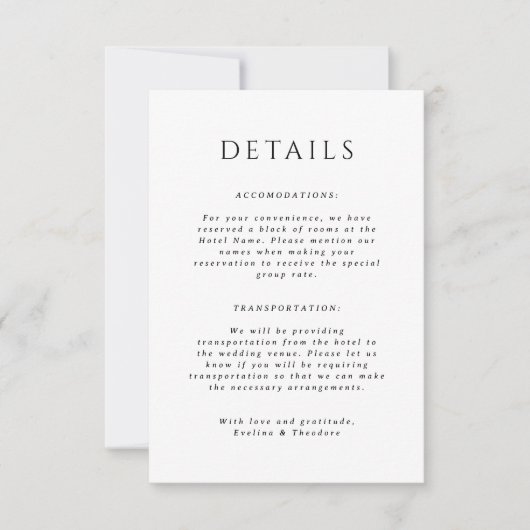 Kingston Portait Wedding Details Kaart (Voorkant)