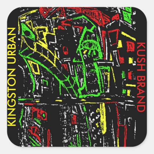 KINGSTON URBAN KUSH BRAND VIERKANTE STICKER (Voorkant)