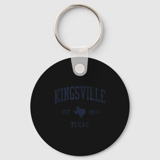 Kingsville Tx Jn1 Vintage Athletic Blue Design Sleutelhanger (Voorkant)