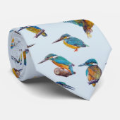 Kingvissers geschilderd op een bleke blauwe achter stropdas (Opgerold)