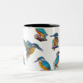 Kingvissers geschilderd op een witte achtergrond tweekleurige koffiemok (Center)