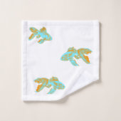 Kingyo Goldfish Blue en Oranje Bad Handdoek (Wasdoekje)