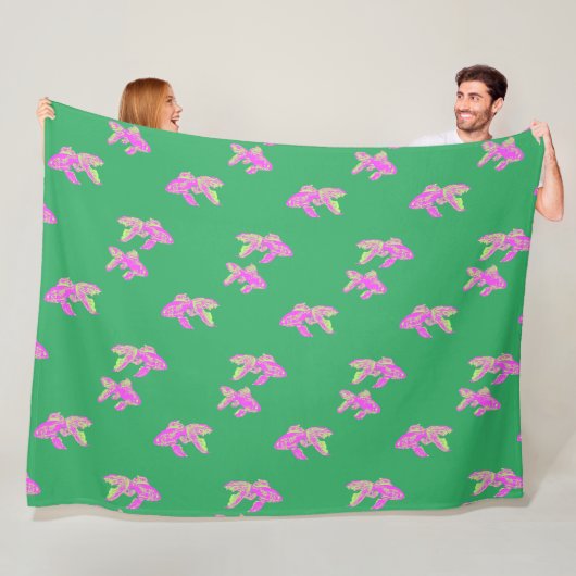 Kingyo Goldfish Pink Fleece Deken (In situ)
