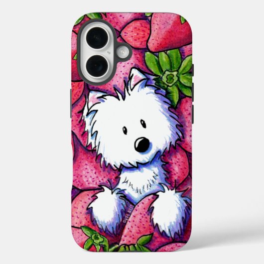 KiniArt Aardbeien Westie Case-Mate iPhone Case (Achterkant)