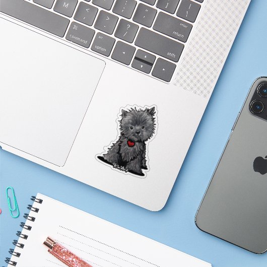 KiniArt Affenpinscher Vinyl Sticker (Laptop met iPhone)