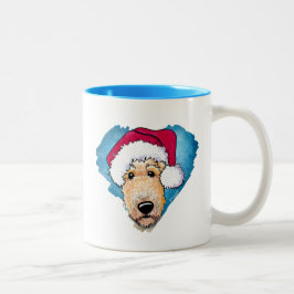 KiniArt Airedale-kerstkoffie-Mok Tweekleurige Koffiemok