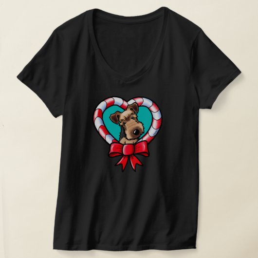 KiniArt Airedale Kerstliefde T-shirt (Laagn)