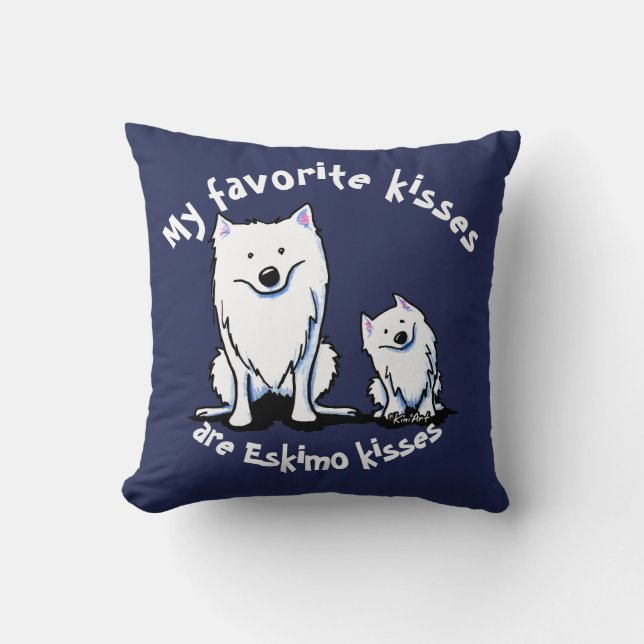 KiniArt American Eskimo Kisses Kussen (Voorkant)