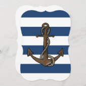 KiniArt Anchor Nautical Invitation Kaart (Voorkant / Achterkant)