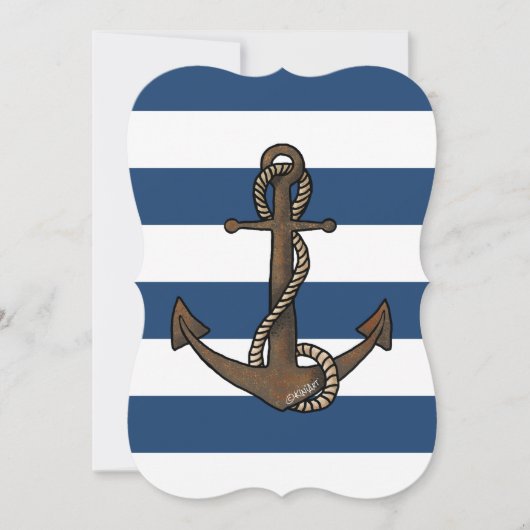 KiniArt Anchor Nautical Invitation Kaart (Voorkant)