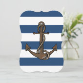 KiniArt Anchor Nautical Invitation Kaart (Staand voorkant)