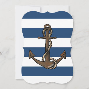 KiniArt Anchor Nautical Invitation Kaart