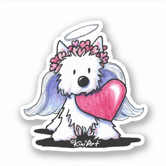 KiniArt Angel Westie Sticker (Voorkant)