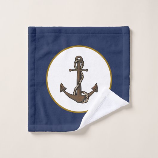 KiniArt Anker Nautisch Bad Handdoek Set (Wasdoekje)