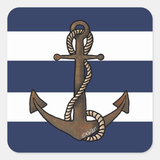 KiniArt Anker Scheepvaart Vierkante Sticker (Voorkant)