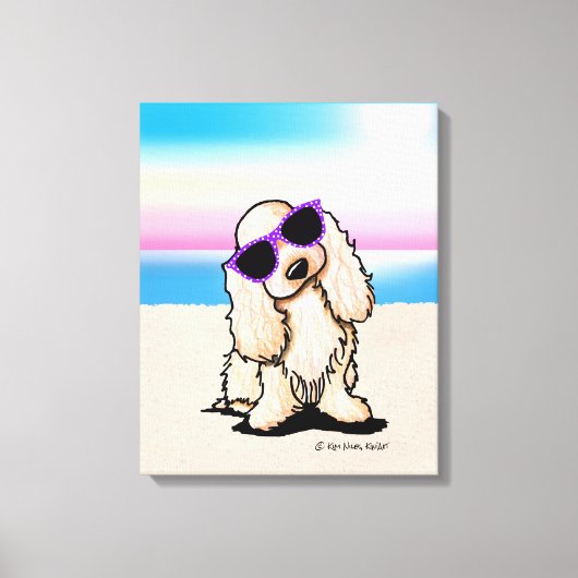 KiniArt ASCOB Cocker Spaniel Dog Beach Canvas Afdruk (Voorkant)