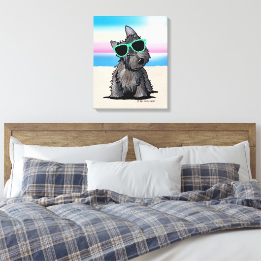 KiniArt Ash Cairn Terrier Dog Beach Canvas Afdruk (Insitu (Slaapkamer))