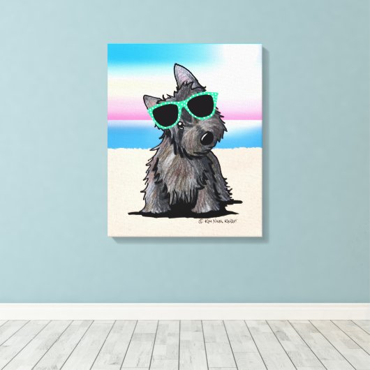 KiniArt Ash Cairn Terrier Dog Beach Canvas Afdruk (Insitu (Houten vloer))