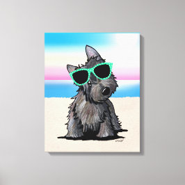 KiniArt Ash Cairn Terrier Dog Beach Canvas Afdrukk