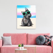 KiniArt Ash Cairn Terrier Dog Beach Canvas Afdrukk (Insitu (Woonkamer))