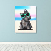 KiniArt Ash Cairn Terrier Dog Beach Canvas Afdrukk (Insitu (Houten vloer))