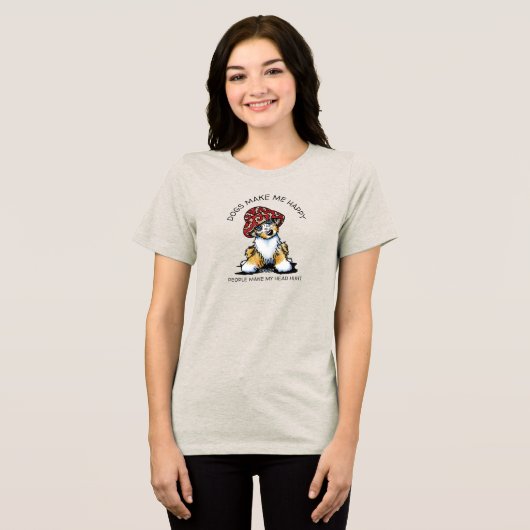 KiniArt Aussie Shepherd Hondenliefhebber T-shirt (Voorkant volledig)
