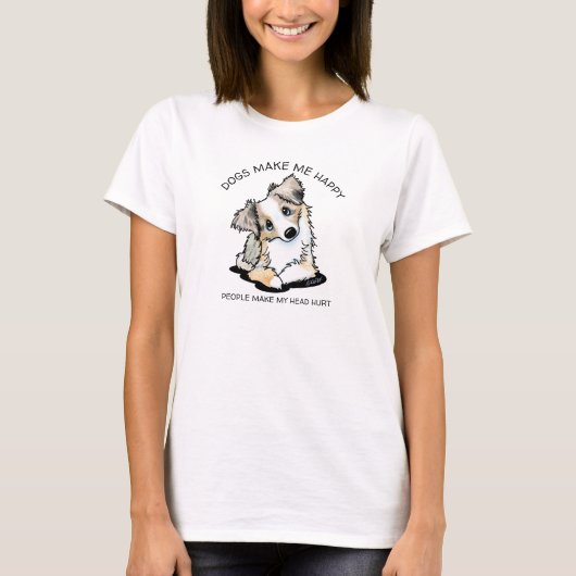 KiniArt Aussie Shepherd Hondenliefhebber T-shirt (Voorkant)