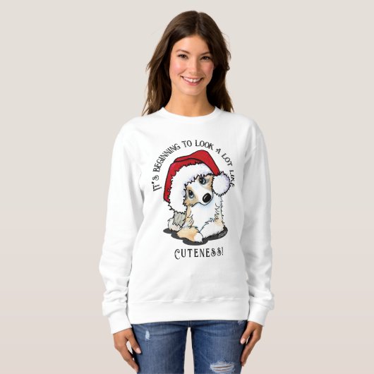 KiniArt Aussie Shepherd Puppy kerstshirt Trui (Voorkant volledig)