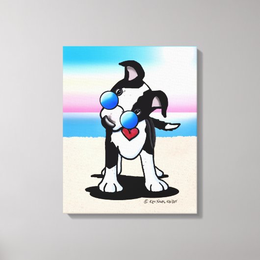 KiniArt Australian Cattle Dog Beach Canvas Afdruk (Voorkant)