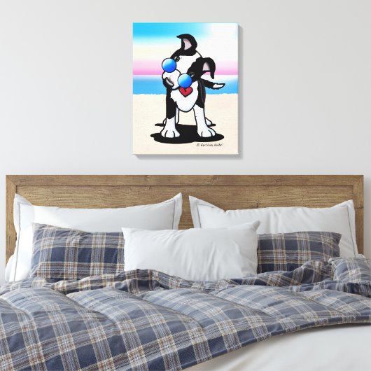 KiniArt Australian Cattle Dog Beach Canvas Afdruk (Insitu (Slaapkamer))