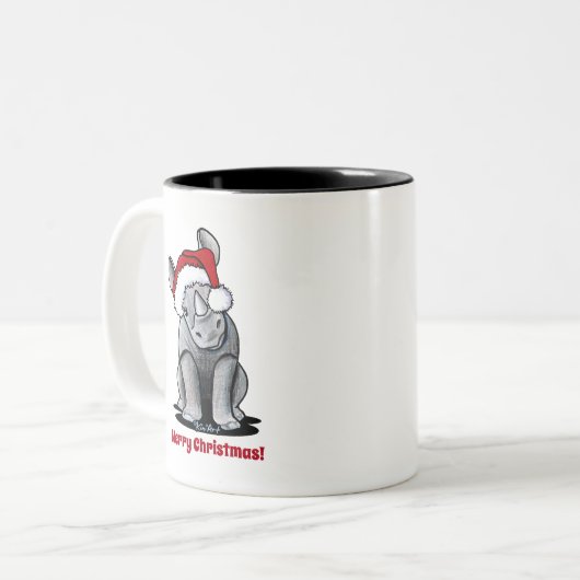 KiniArt Baby Rhino Tweekleurige Koffiemok (Voorkant links)