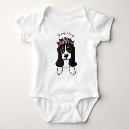 KiniArt Basset Bloemenmeisje Baby Bodysuit