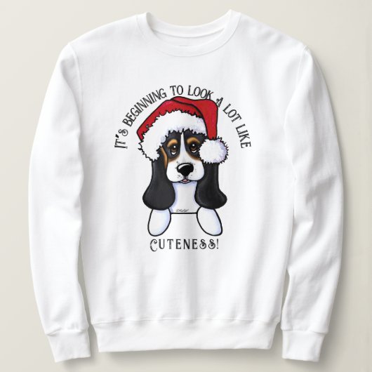 KiniArt Basset Hound-kerstshirt Trui (Design voorkant)