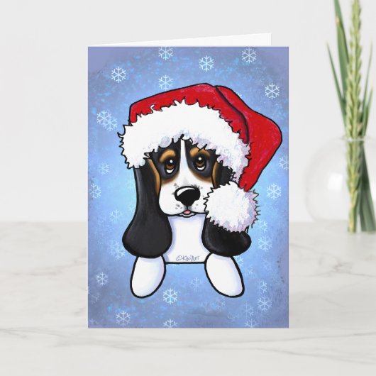 KiniArt Basset-kerstkaart Feestdagen Kaart (Voorkant)