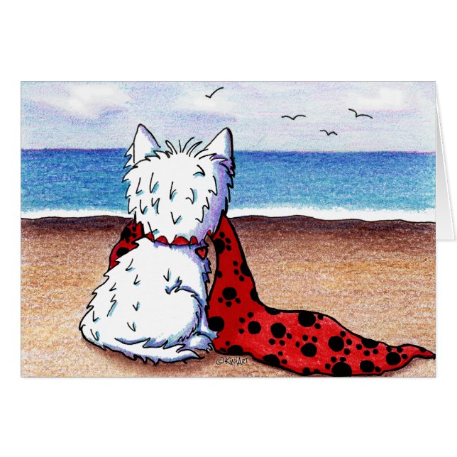 KiniArt Beach Blanket Westie (Voorkant Horizontaal)