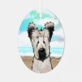 KiniArt Beach Briard Glass Ornament (Voorkant links)