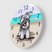 KiniArt Beach Schnauzer wandklok (Hoek)