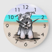 KiniArt Beach Schnauzer wandklok (Voorkant)